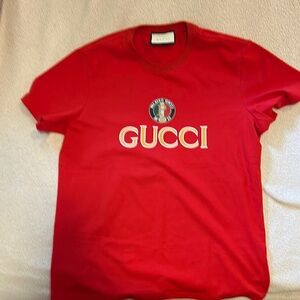 Gucci Red Short Sleeve Tee with Logo